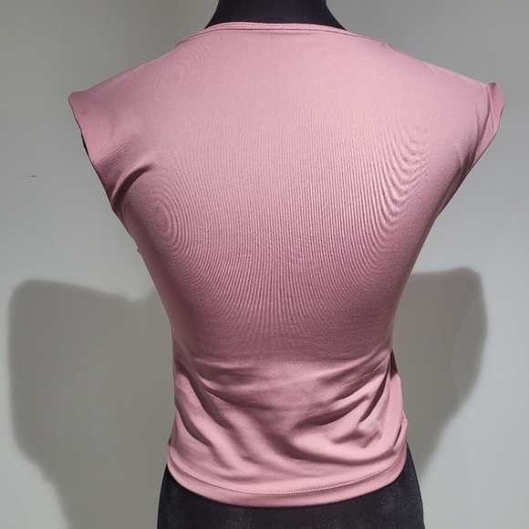 Joe Fresh Active Crop Sleeveless Athletic Top Size Small Pink Shelf Bra Stretch - Picture 5 of 7